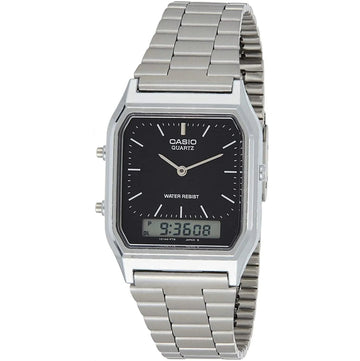 CASIO Vintage Silver & Black Analogue Digital Men's Watch | AQ230A-1DMQ | Time Watch Specialists